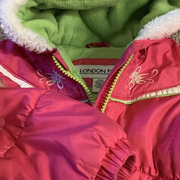 London Fog Infant Toddler Girls Jacket 24M Hooded Pink Zip Up Warm EUC - Picture 7 of 12